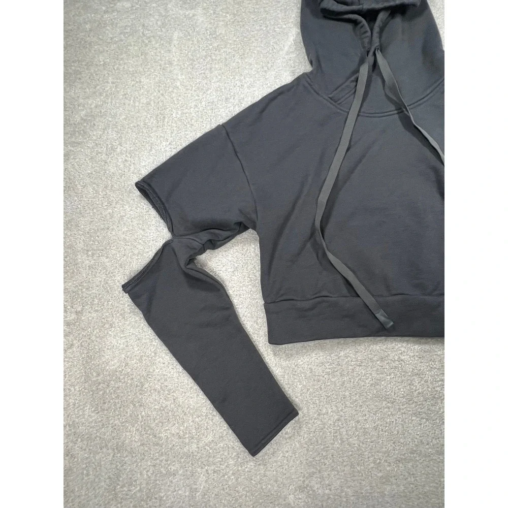 Alo Yoga Cutout Cropped Hoodie XS/S Anthracite Grey Elbow Detail Yoga Wear Gym